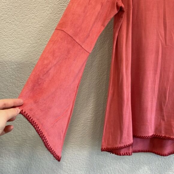 Soft Surroundings Beatrix Pink Faux Suede Bell Sleeve Tunic Size Small - Picture 3 of 8